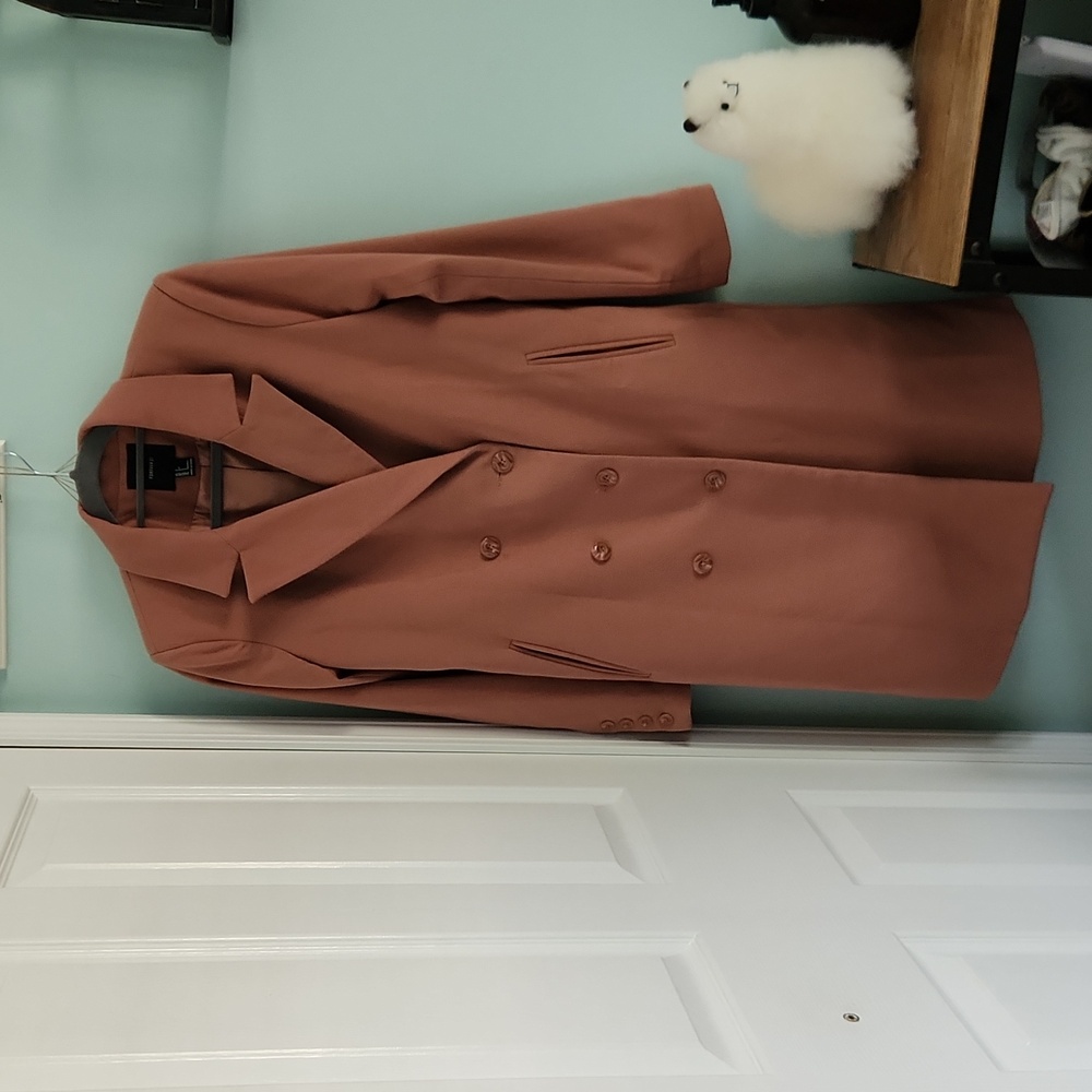 Forever 21 Rust Brown Double-Breasted Pea Coat